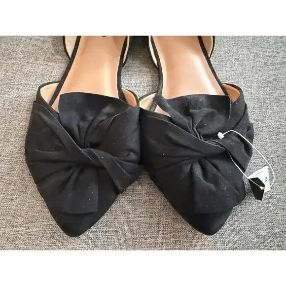 Torrid Twisted Bow Black Suede Flats Size 10 Wide New - Picture 12 of 12